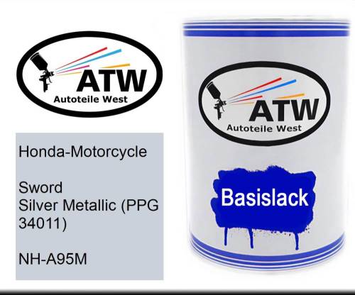 Honda-Motorcycle, Sword Silver Metallic (PPG 34011), NH-A95M: 500ml Lackdose, von ATW Autoteile West.